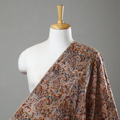 Beige - Pedana Kalamkari Block Printed Cotton Fabric 14