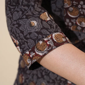 Black - Bagru Hand Block Printed Cotton Long Kurta