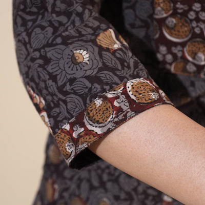 Black - Bagru Hand Block Printed Cotton Long Kurta