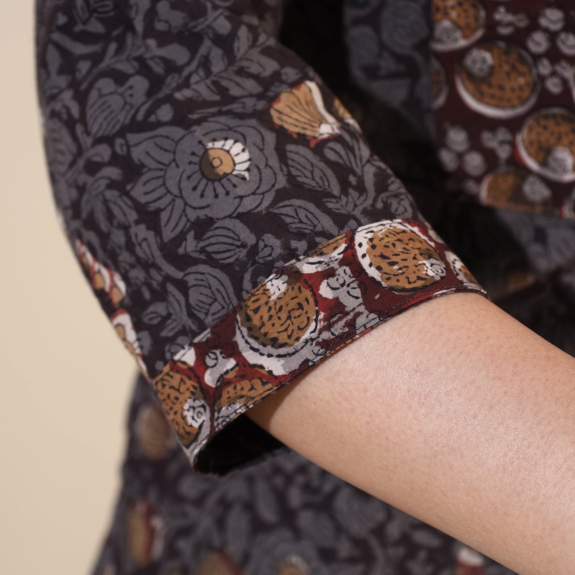 Black - Bagru Hand Block Printed Cotton Long Kurta