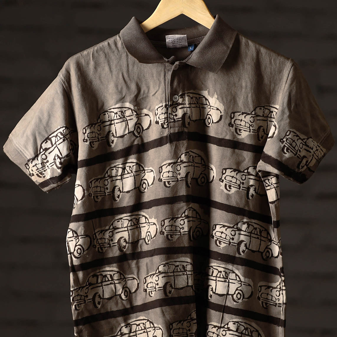 Bindaas Block Art Printed Cotton Unisex Polo Collar T-shirt 63