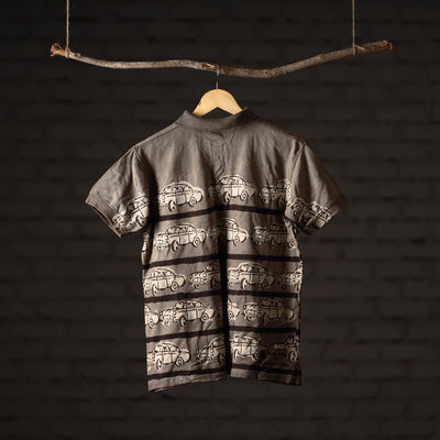 Bindaas Block Art Printed Cotton Unisex Polo Collar T-shirt 63