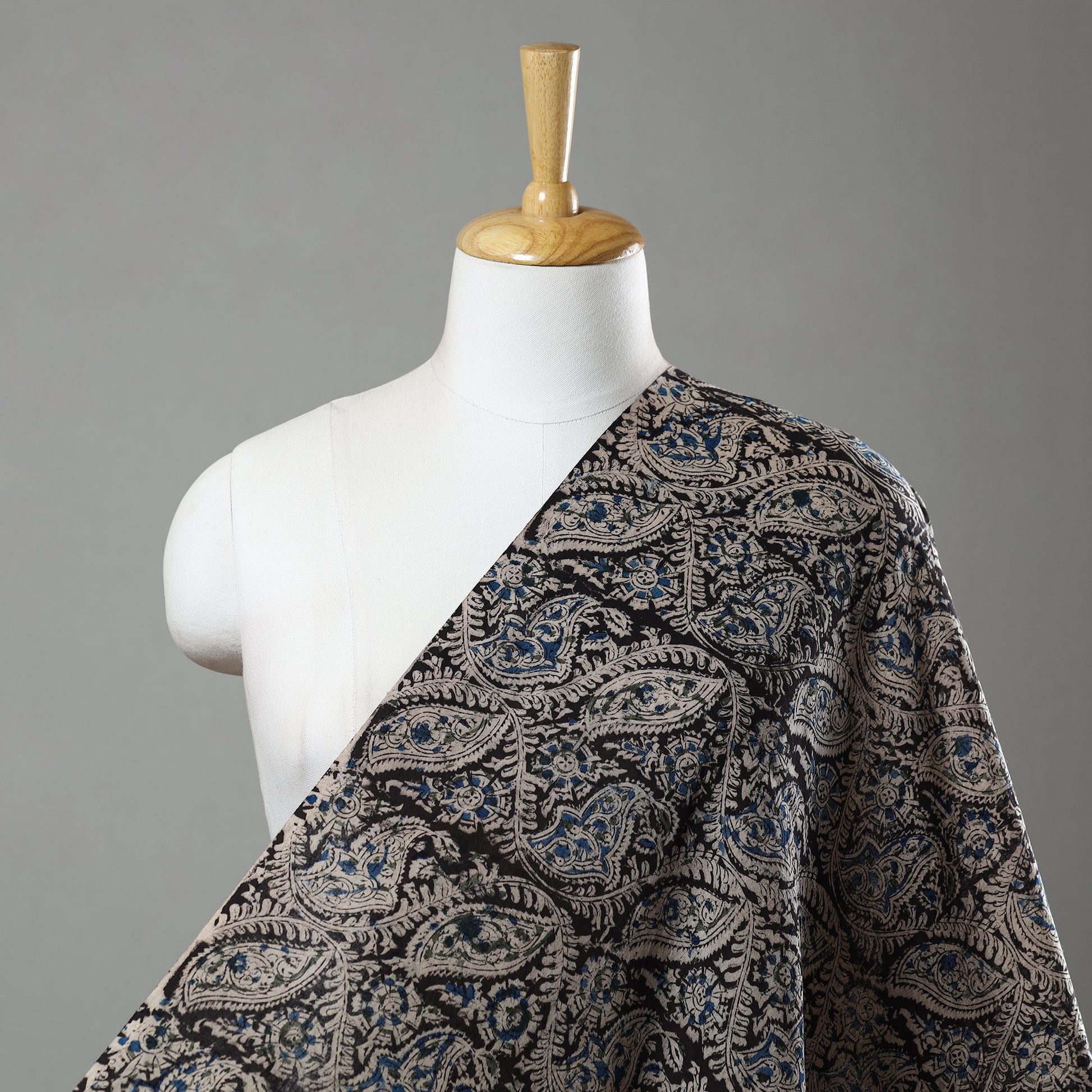 Black - Pedana Kalamkari Block Printed Cotton Fabric 18
