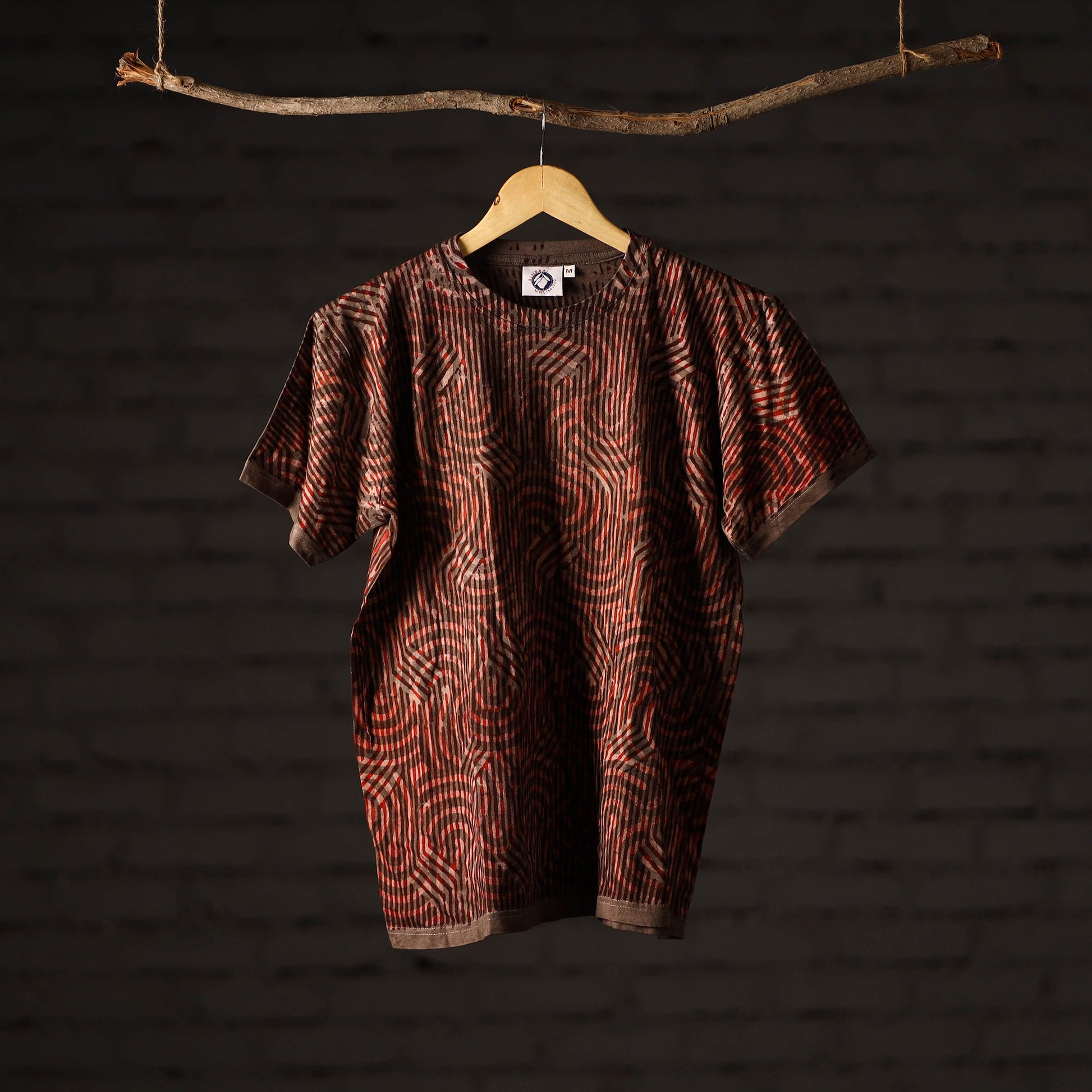 Bindaas Block Art Printed Cotton Unisex Round Neck T-shirt 32