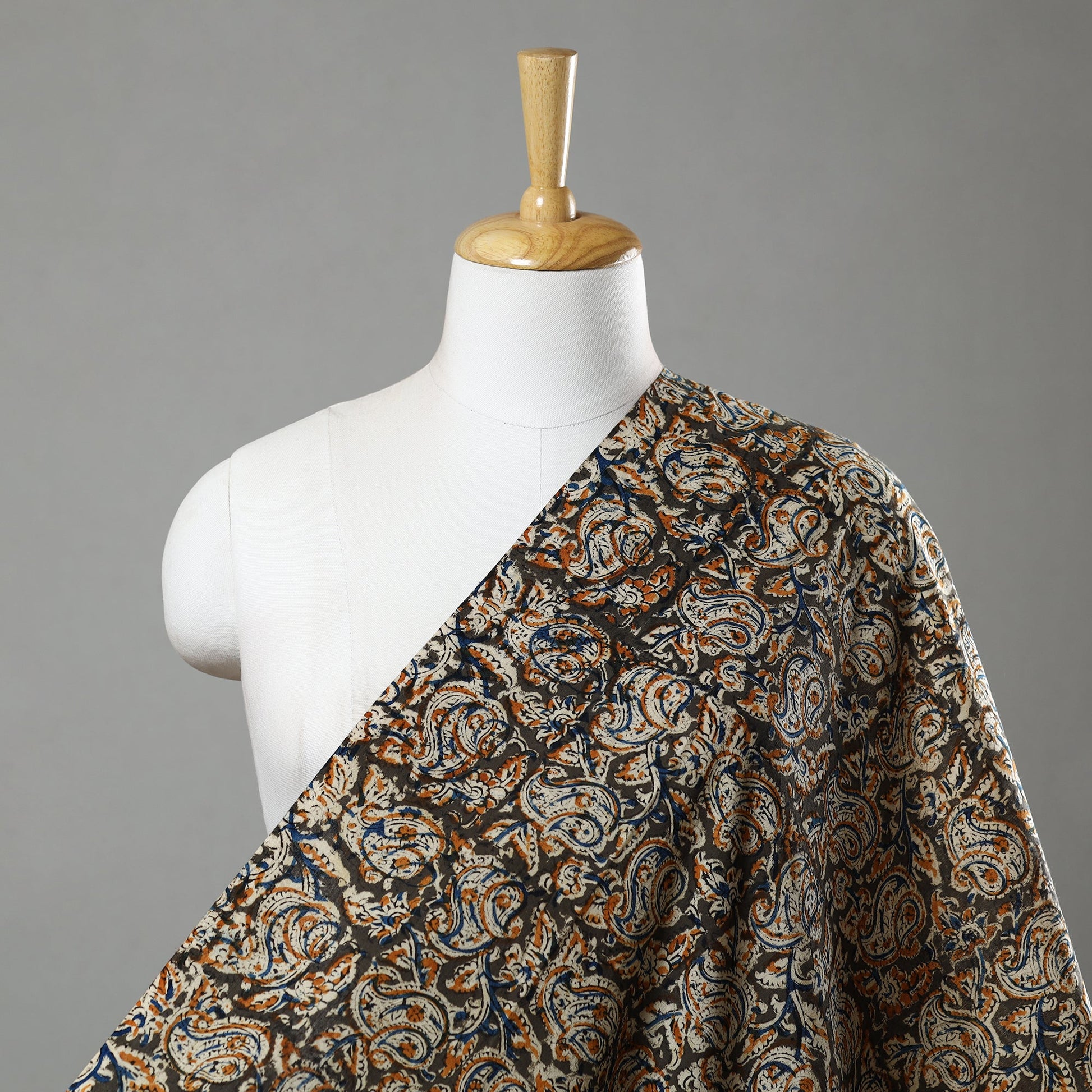 Brown - Pedana Kalamkari Block Printed Cotton Fabric 22