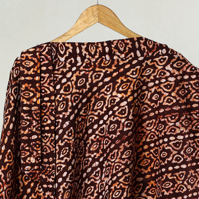 Brown - Hand Batik Printed Cotton Wrap Around Skirt 19