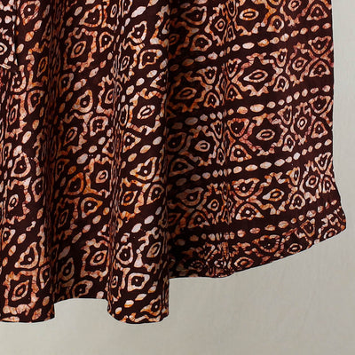 Brown - Hand Batik Printed Cotton Wrap Around Skirt 19