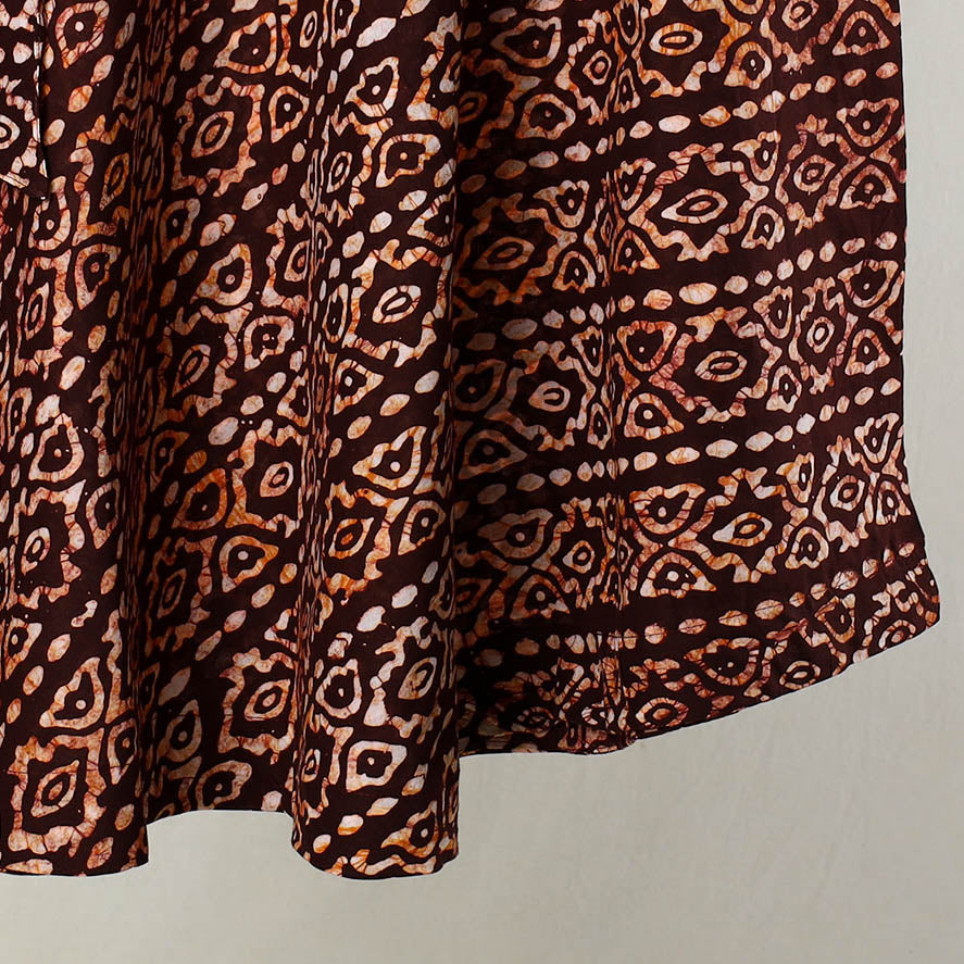 Brown - Hand Batik Printed Cotton Wrap Around Skirt 19