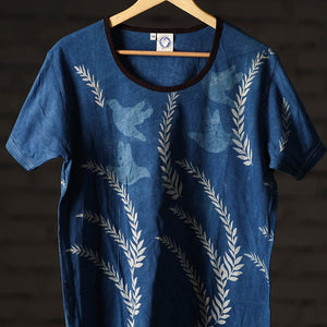Bindaas Block Art Printed Cotton Women Round Neck T-shirt 80