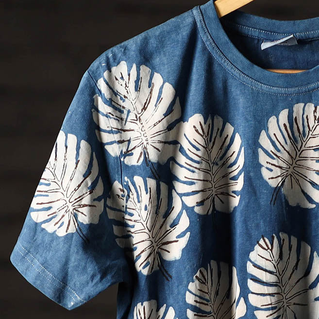 Bindaas Block Art Printed Cotton Unisex Round Neck T-shirt 23