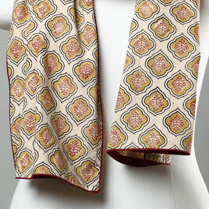 Beige - Kalamkari Block Printed Cotton Stole 02