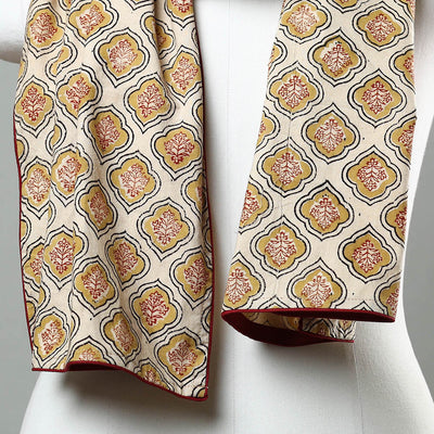 Beige - Kalamkari Block Printed Cotton Stole 02