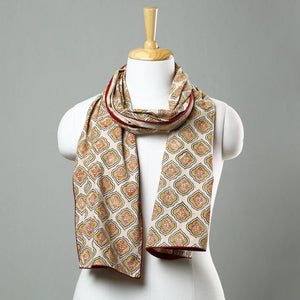 Beige - Kalamkari Block Printed Cotton Stole 02