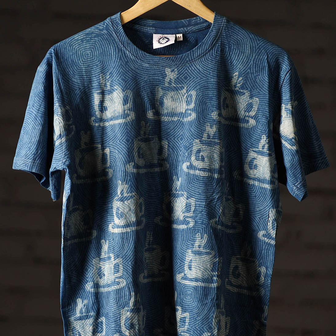 Bindaas Block Art Printed Cotton Unisex Round Neck T-shirt 33