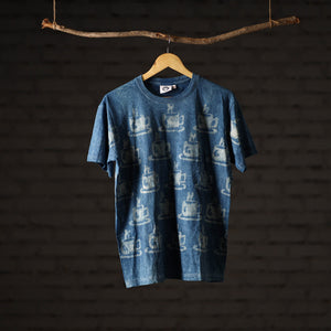 Bindaas Block Art Printed Cotton Unisex Round Neck T-shirt 33
