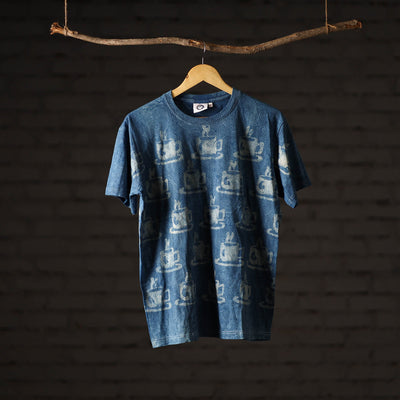 Bindaas Block Art Printed Cotton Unisex Round Neck T-shirt 33