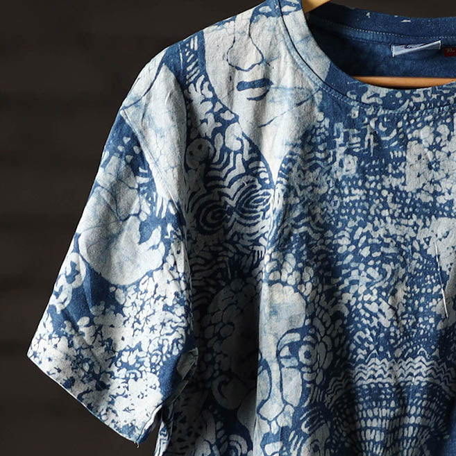 Bindaas Block Art Printed Cotton Unisex Round Neck T-shirt 54