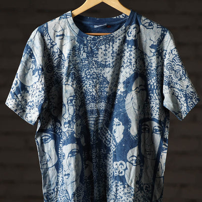 Bindaas Block Art Printed Cotton Unisex Round Neck T-shirt 54