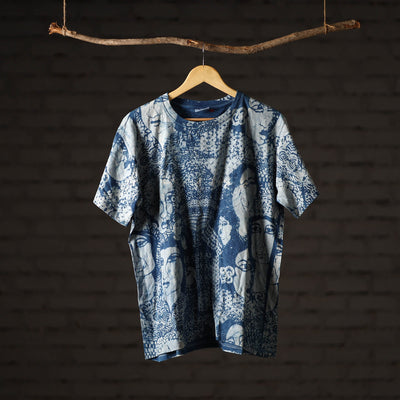 Bindaas Block Art Printed Cotton Unisex Round Neck T-shirt 54