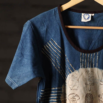 Bindaas Block Art Printed Cotton Women Round Neck T-shirt 83