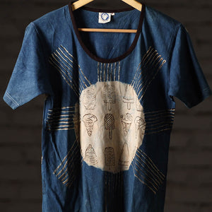 Bindaas Block Art Printed Cotton Women Round Neck T-shirt 83