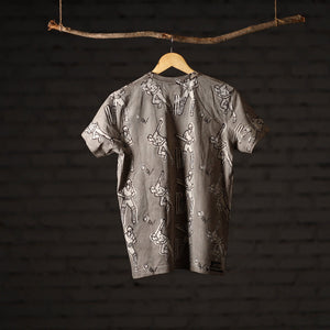 Bindaas Block Art Printed Cotton Unisex Round Neck T-shirt 08