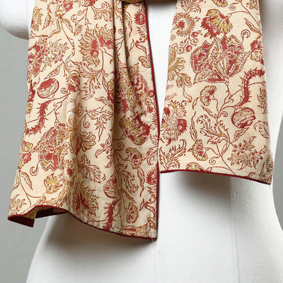 Beige - Kalamkari Block Printed Cotton Stole 22