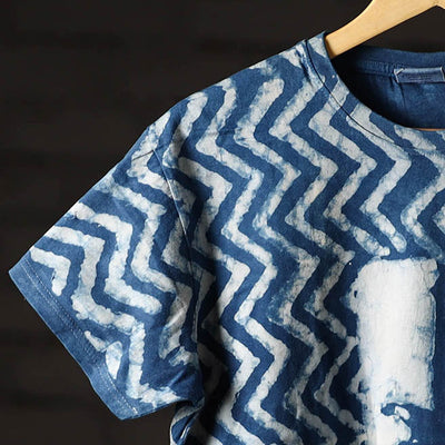 Bindaas Block Art Printed Cotton Unisex Round Neck T-shirt 39
