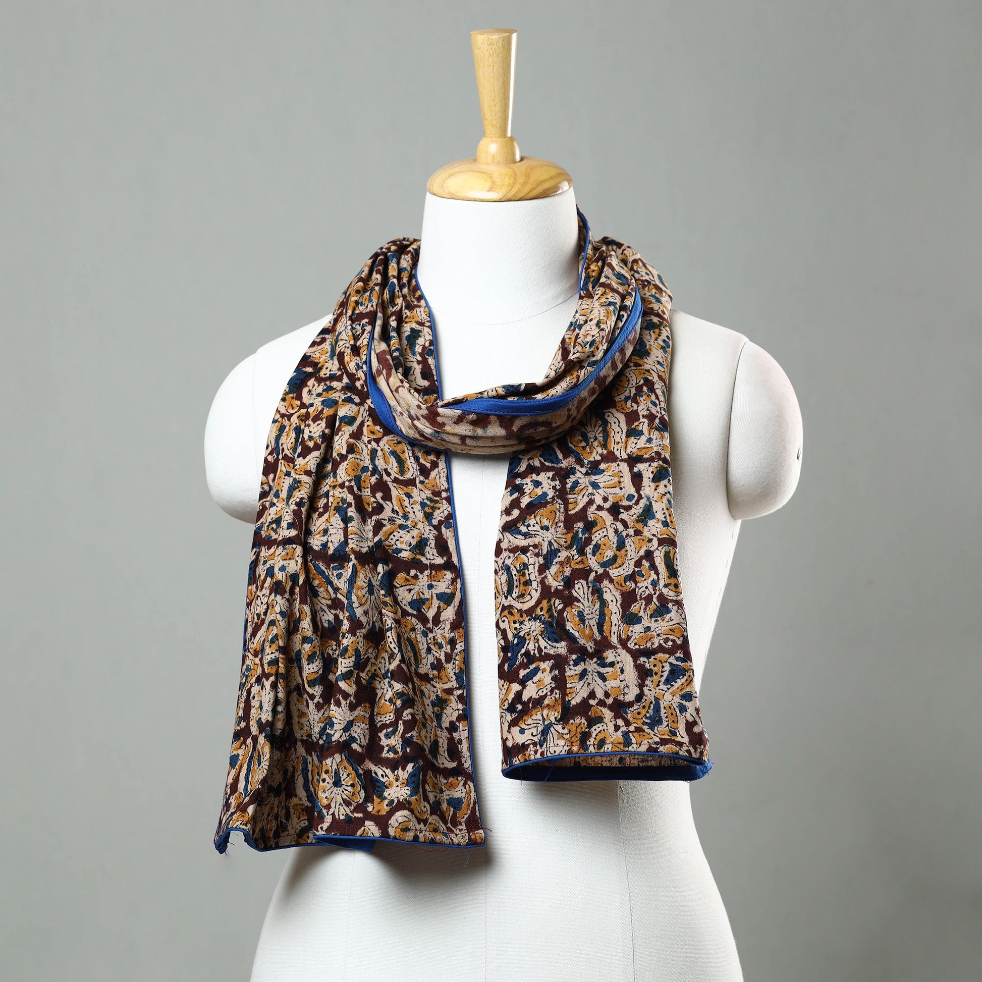 Brown - Kalamkari Block Printed Cotton Stole 24