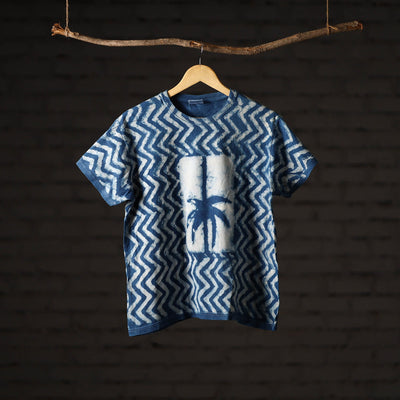 Bindaas Block Art Printed Cotton Unisex Round Neck T-shirt 39