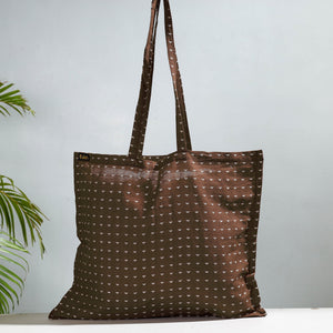 Brown - Jacquard Cotton Jhola Bag
