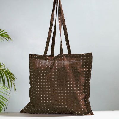 Brown - Jacquard Cotton Jhola Bag