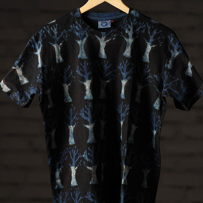 Bindaas Block Art Printed Cotton Unisex Round Neck T-shirt 05