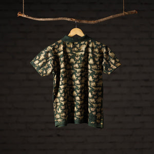 Bindaas Block Art Printed Cotton Unisex Polo Collar T-shirt 68