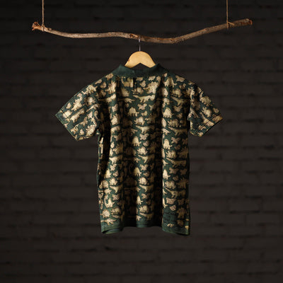 Bindaas Block Art Printed Cotton Unisex Polo Collar T-shirt 68