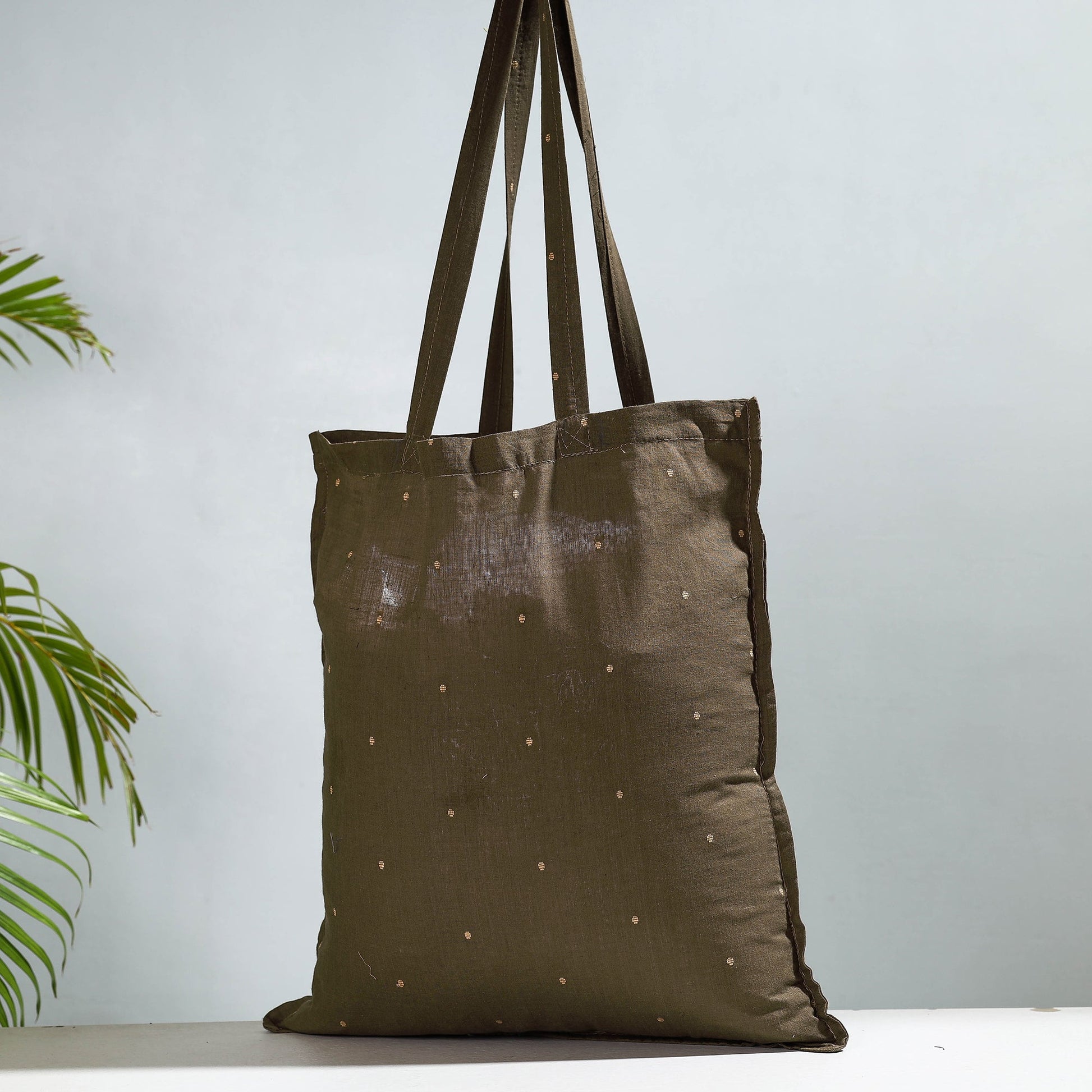 Brown - Jacquard Cotton Jhola Bag