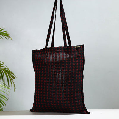 Black - Jacquard Cotton Jhola Bag