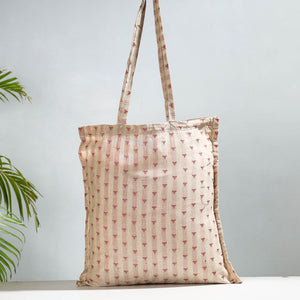 Beige - Jacquard Cotton Jhola Bag