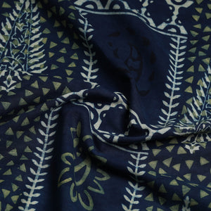 Blue - Ajrakh Block Printed Cotton Kurta Material - 3 meter