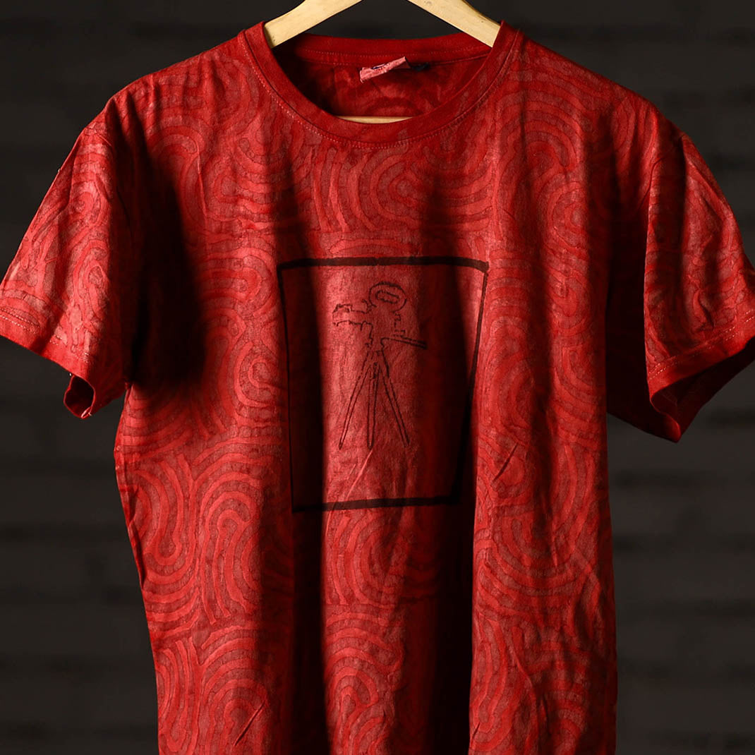 Bindaas Block Art Printed Cotton Unisex Round Neck T-shirt 18