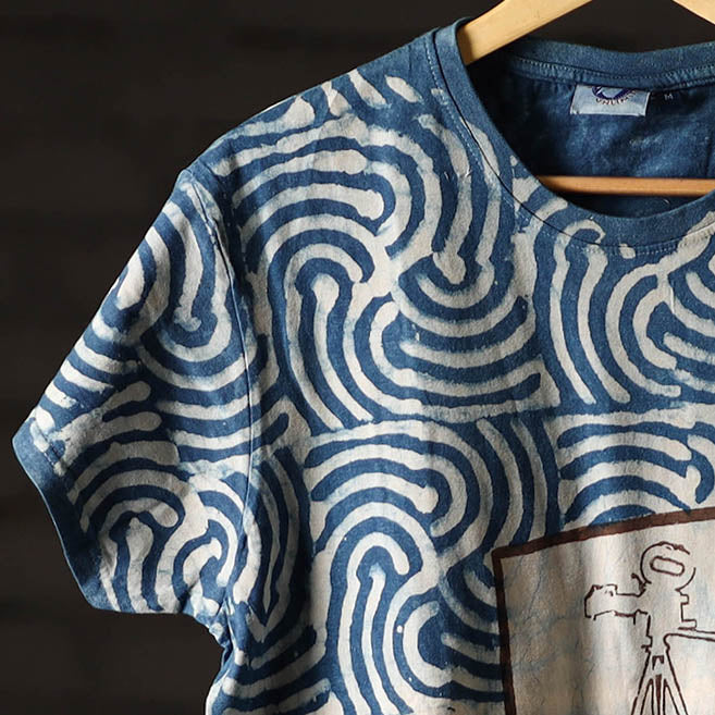 Bindaas Block Art Printed Cotton Unisex Round Neck T-shirt 37