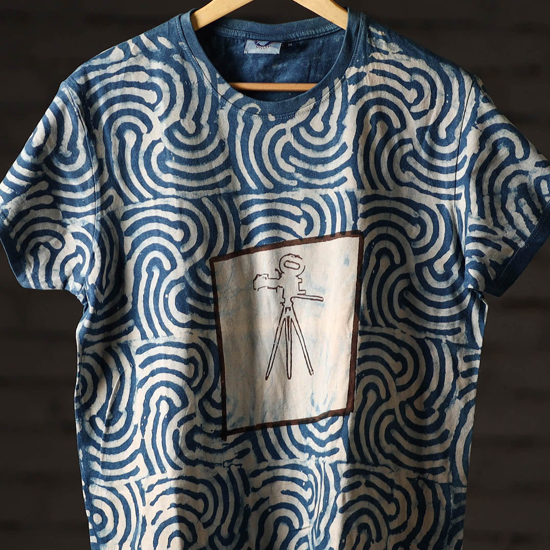 Bindaas Block Art Printed Cotton Unisex Round Neck T-shirt 37