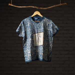 Bindaas Block Art Printed Cotton Unisex Round Neck T-shirt 37