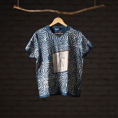 Bindaas Block Art Printed Cotton Unisex Round Neck T-shirt 37