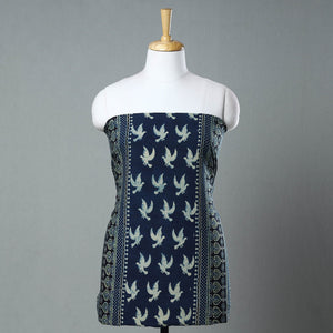 Blue - Ajrakh Block Printed Cotton Kurta Material - 3 meter