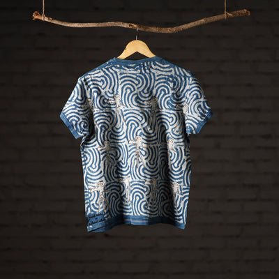 Bindaas Block Art Printed Cotton Unisex Round Neck T-shirt 37