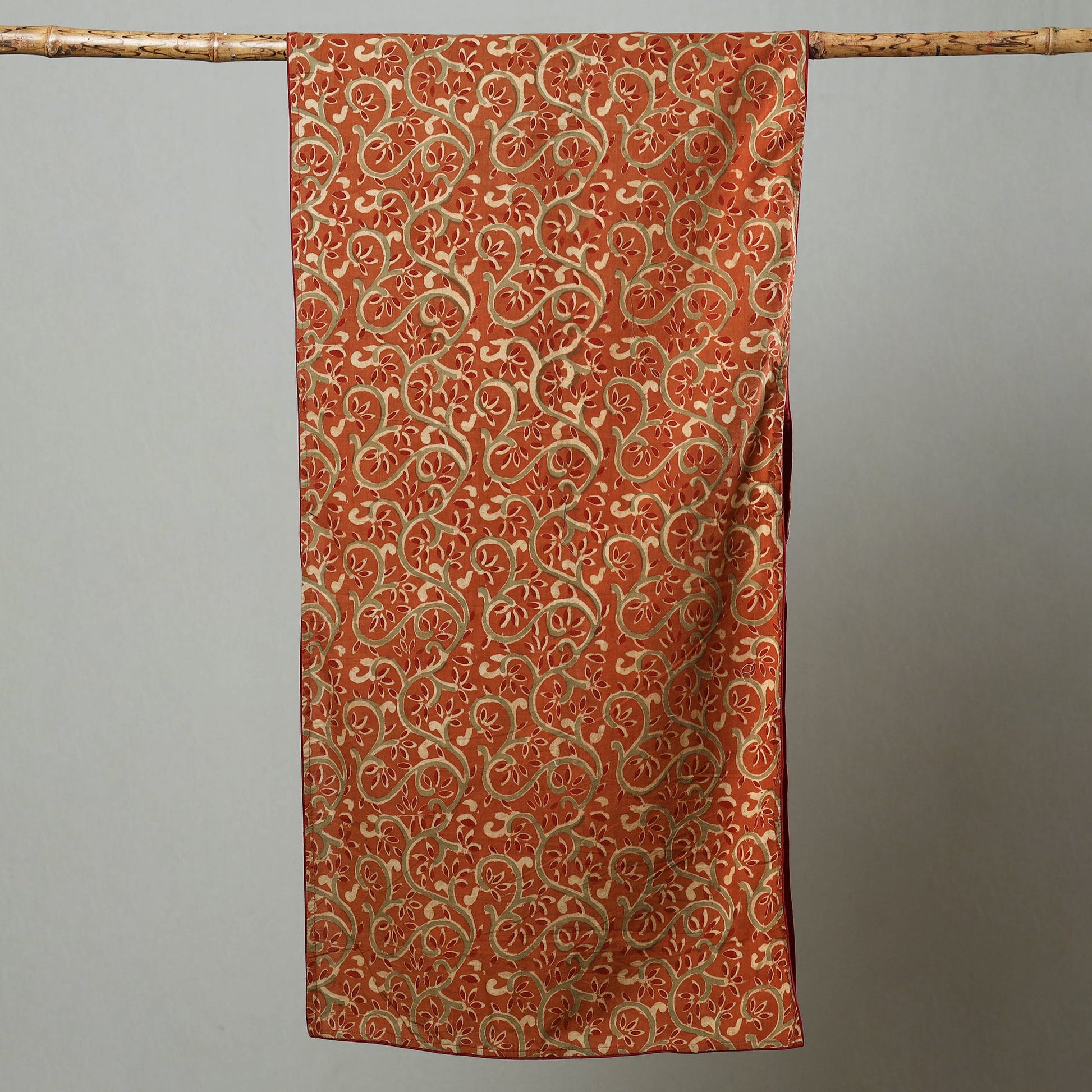 Brown - Kalamkari Block Printed Cotton Stole 03
