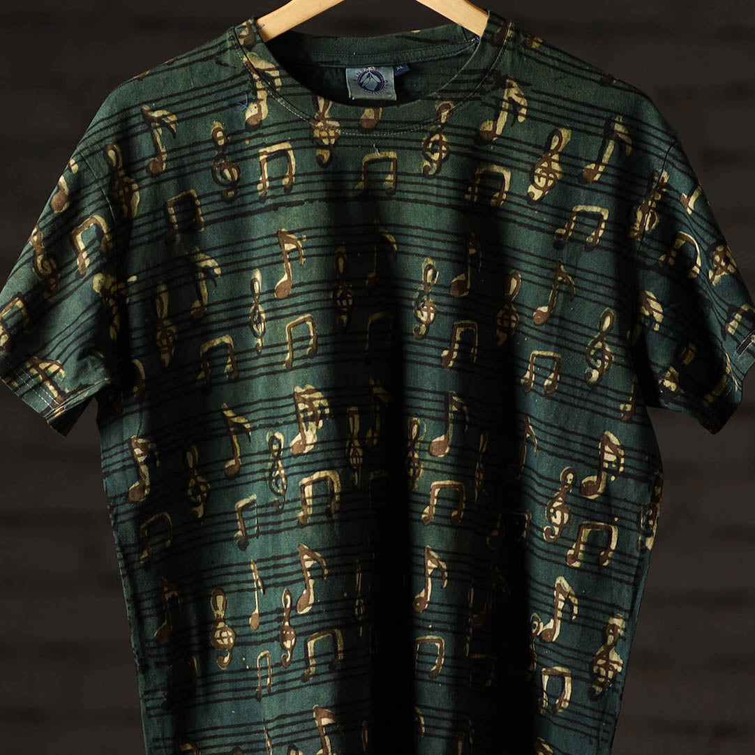 Bindaas Block Art Printed Cotton Unisex Round Neck T-shirt 46