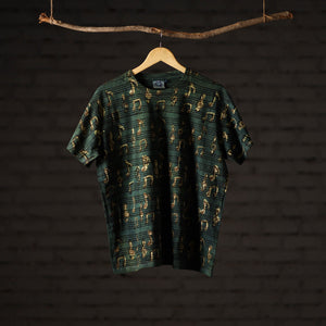 Bindaas Block Art Printed Cotton Unisex Round Neck T-shirt 46