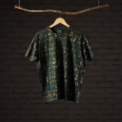 Bindaas Block Art Printed Cotton Unisex Round Neck T-shirt 46